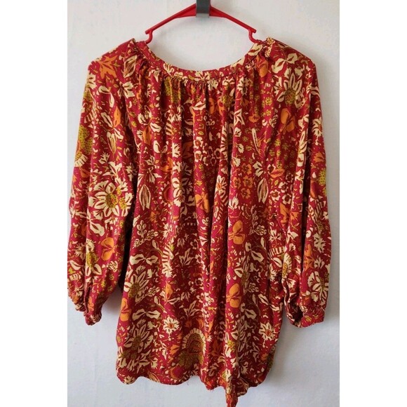 Rachel Zoe Women's 2X Boho Peasant Blouse 3/4 Balloon Sleeve - Picture 4 of 6